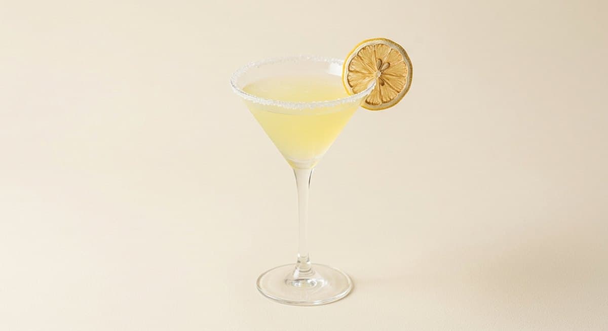 Lemon Drop Martini with a dried lemon wheel