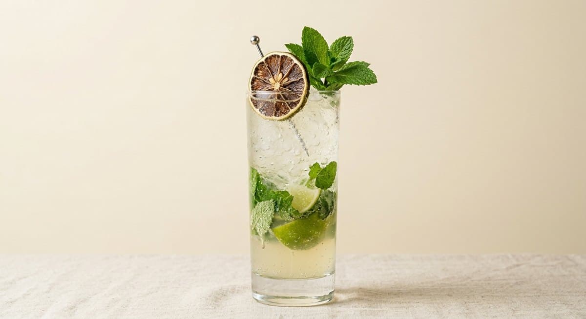 Virgin Mojito with a dried lime wheel